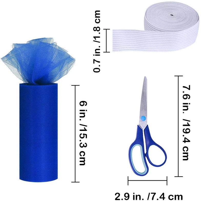 Supla Rainbow Tulle Rolls 11 Colors - 6" by 25 Yards Spool With Sewing Scissor, Measuring Tape, Knit Elastic for Table Skirt, Party Tulle Skirt - Image 2